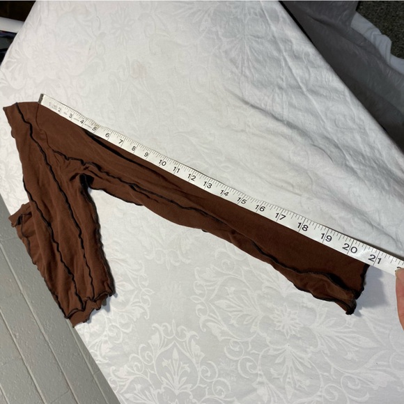 90’s Grunge Alt Asymmetrical Sleeve Crop Top Exposed Seam Ribbed Patchwork Shirt - Picture 2 of 5